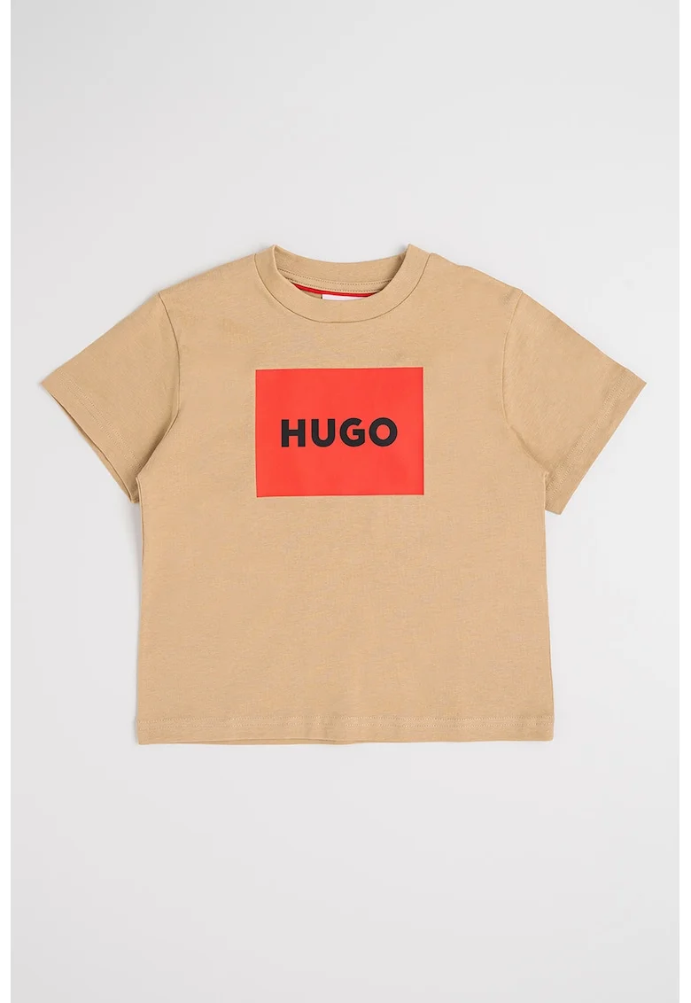 Tricou de bumbac cu imprimeu logo, Rosu/Maro camel