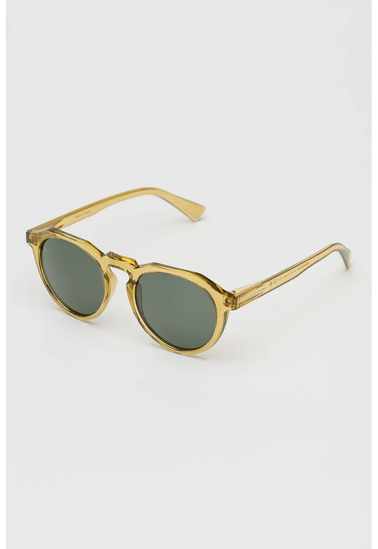 Ochelari de soare pantos unisex cu lentile polarizate si logo discret, Galben mustar