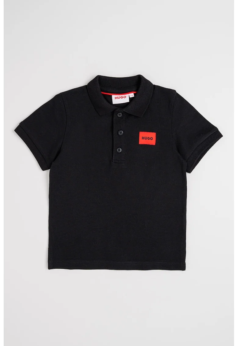 Tricou polo din material pique cu logo, Rosu/Negru