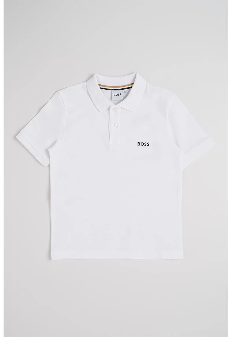 Tricou polo din amestec de bumbac, Negru/Alb optic