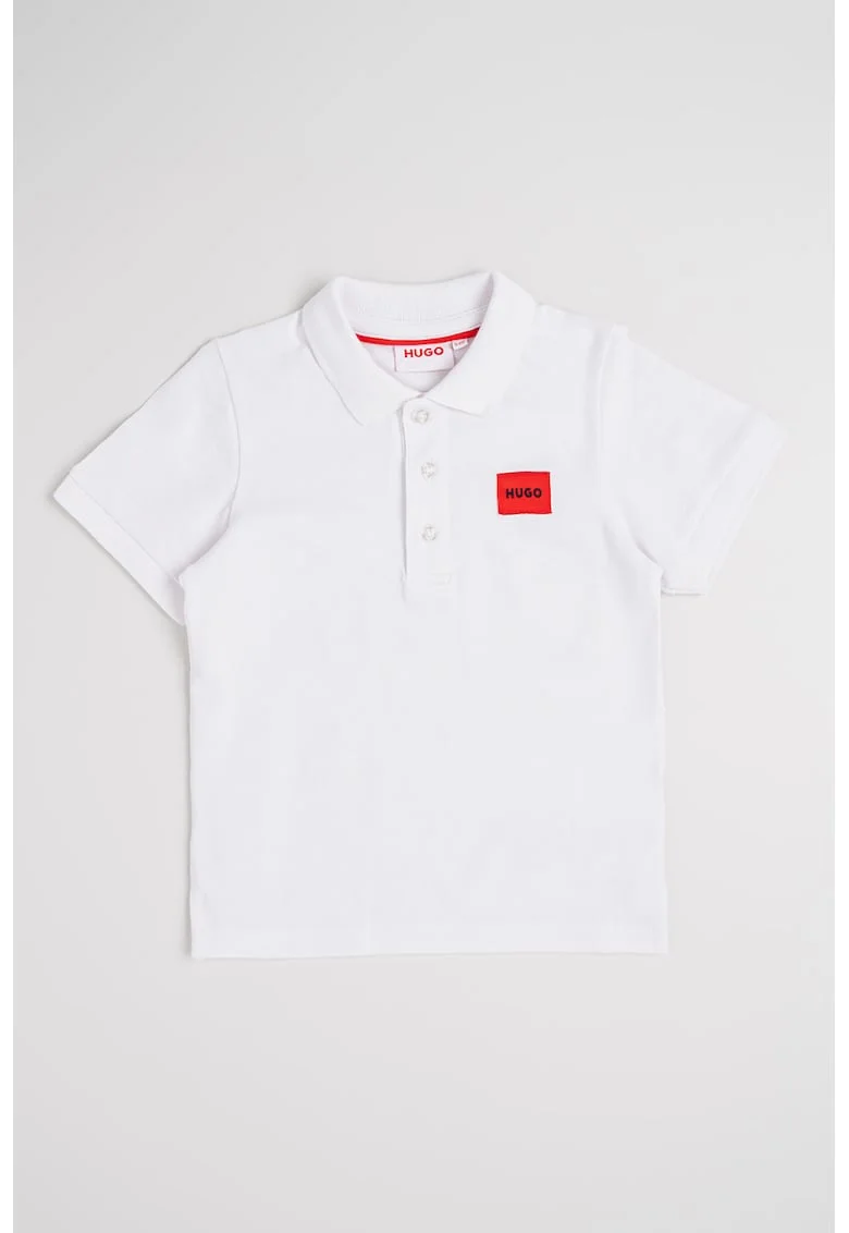 Tricou polo din material pique cu logo, Rosu/Alb optic