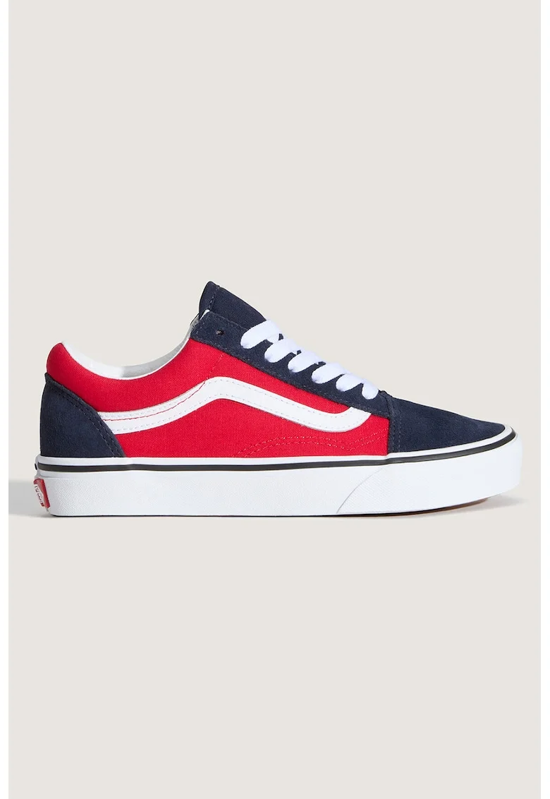 Tenisi cu garnituri din piele intoarsa Old Skool, Rosu/Albastru ultramarin