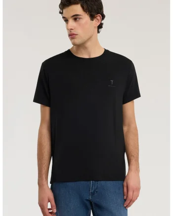 Tricou cu decolteu la baza gatului si model uni