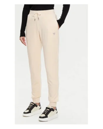 Pantaloni de trening din amestec de poliester cu snur de ajustare in talie si logo discret