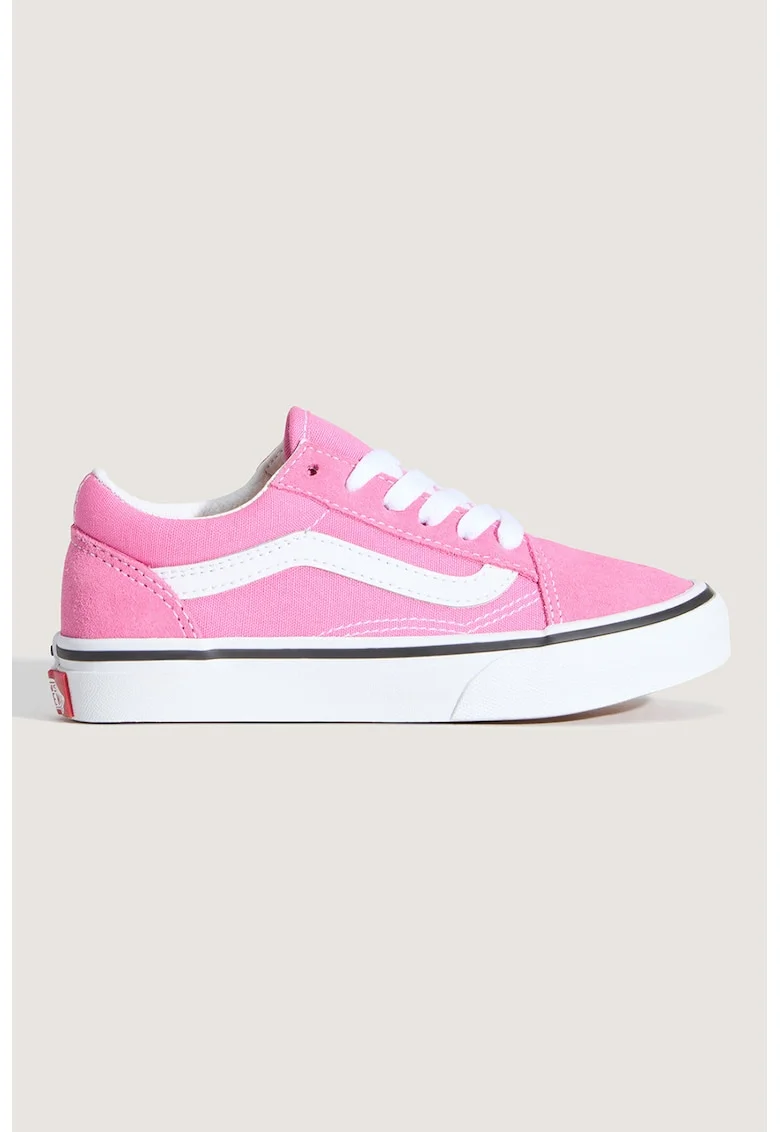 Tenisi low-cut cu garnituri din piele intoarsa Old Skool, Alb/Roz inchis