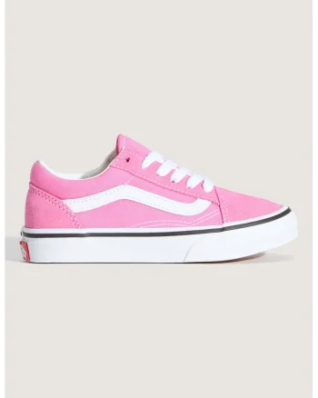 Tenisi low-cut cu garnituri din piele intoarsa Old Skool, Alb/Roz inchis