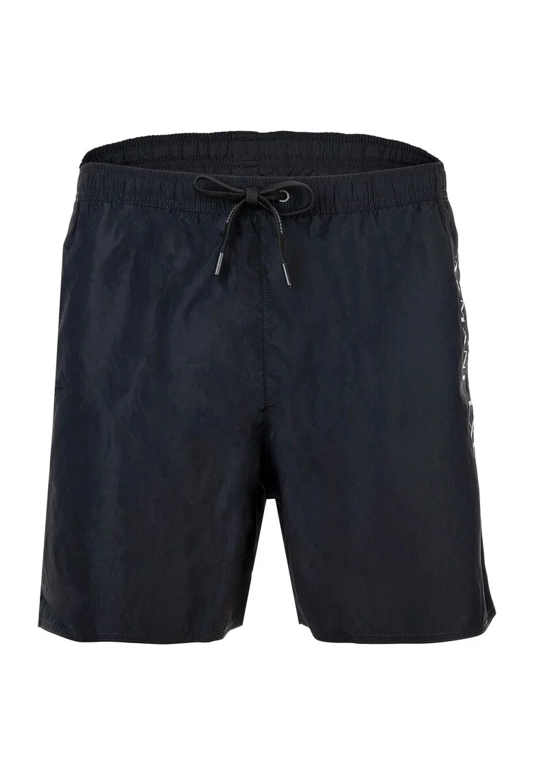 Pantaloni scurti de baie cu imprimeu logo, Albastru inchis
