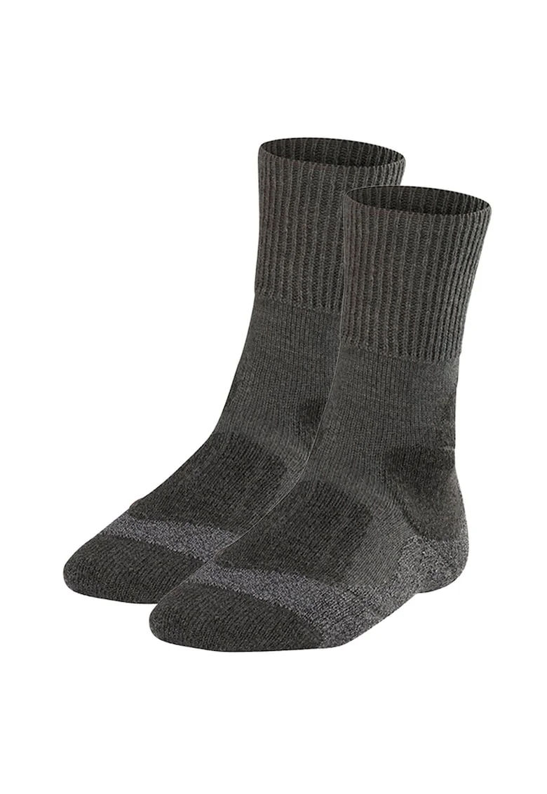 Set de sosete lungi din amestec de lana pentru trekking - 2 perechi, Gri inchis