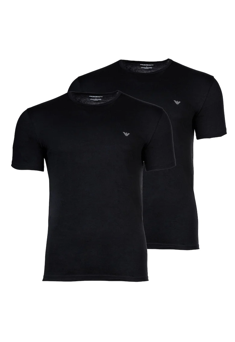 Set de tricouri cu decolteu la baza gatului - 2 piese, Negru
