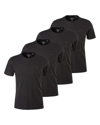 Set de tricouri uni - 4 piese, Negru