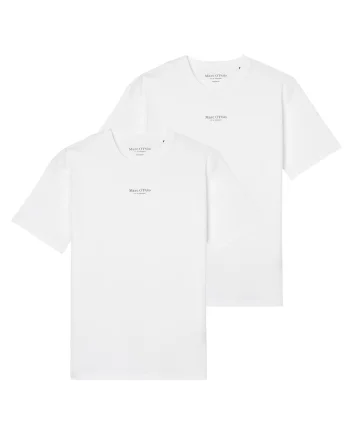 Set de tricouri de bumbac organic cu logo - 2 piese, Alb