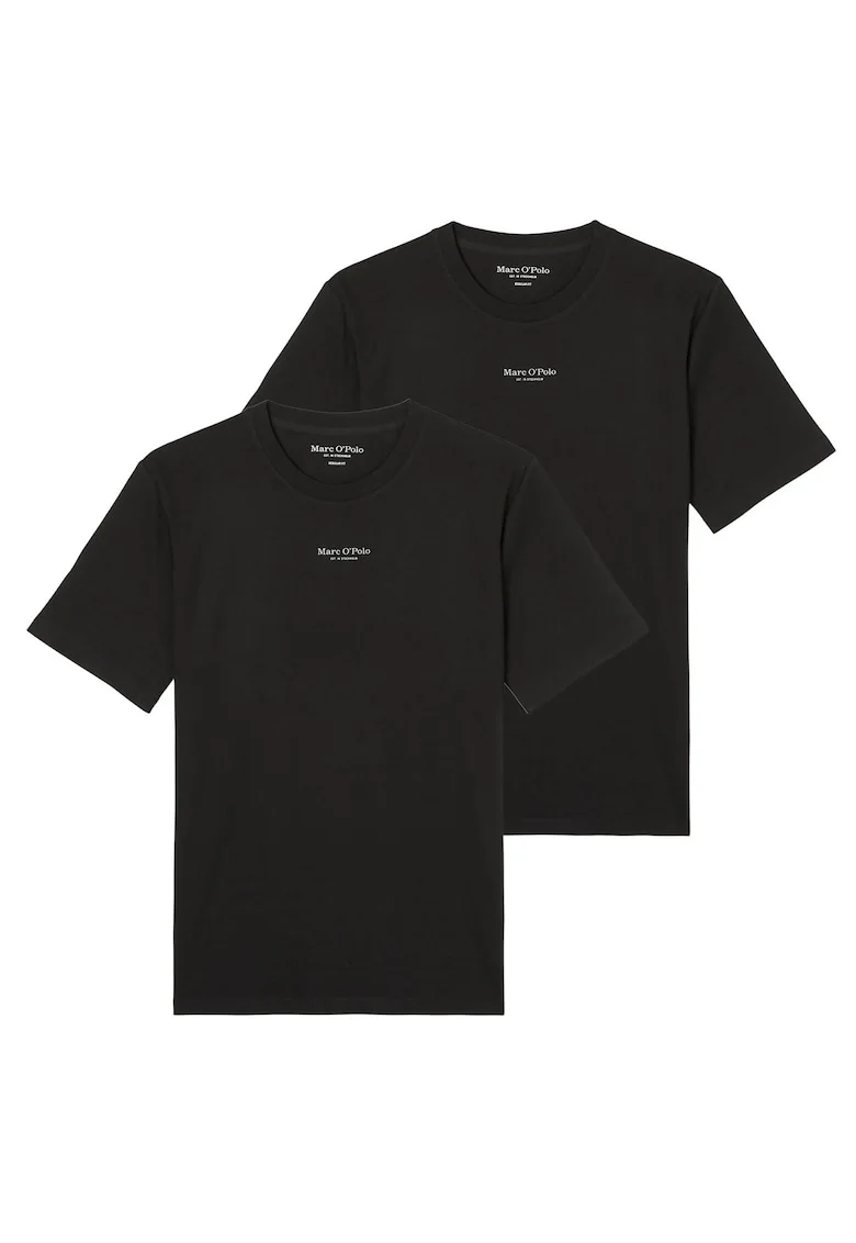 Set de tricouri de bumbac organic cu logo - 2 piese, Negru