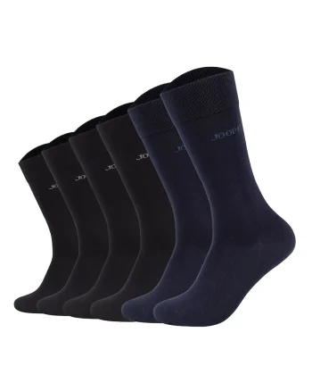 Set de sosete lungi unisex Premium Essential- 6 perechi, Negru/Albastru ultramarin