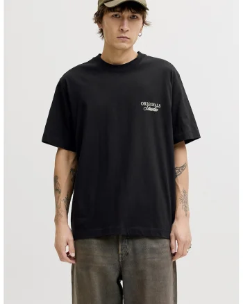 Tricou lejer de bumbac cu imprimeu logo, Negru stins