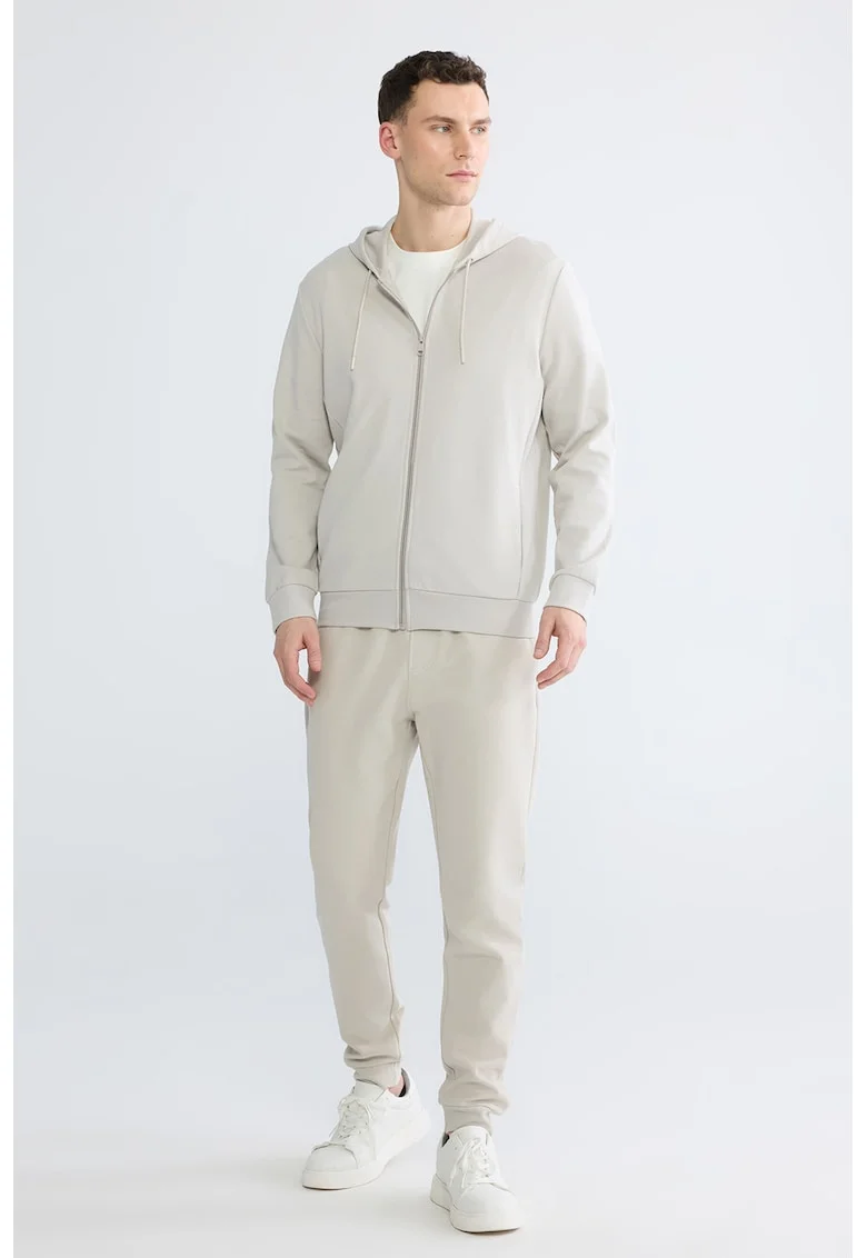 Pantaloni uni de trening cu cordon, Bej deschis
