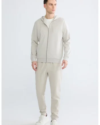 Pantaloni uni de trening cu cordon, Bej deschis