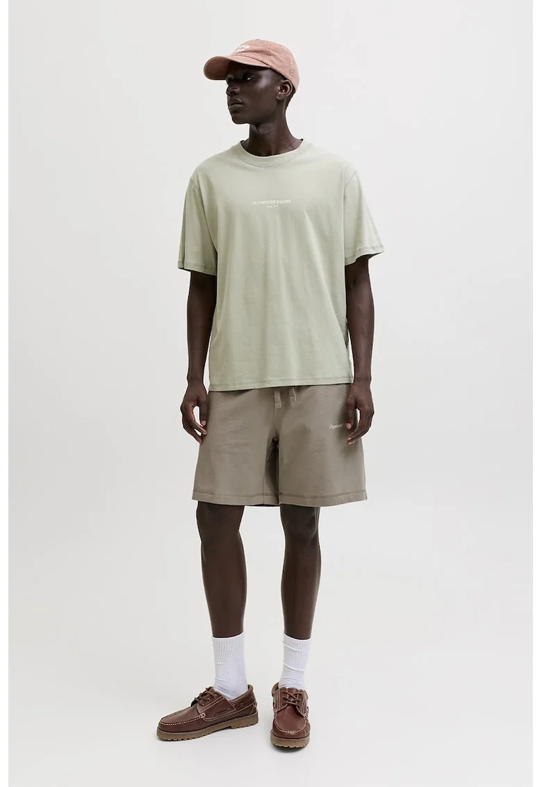 Pantaloni scurti de trening cu detaliu brodat, Bej deschis
