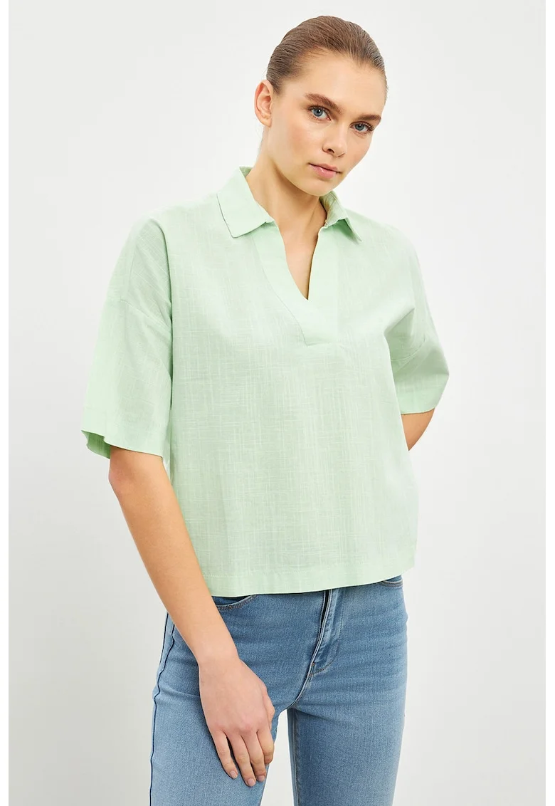 Bluza uni de bumbac, Verde deschis