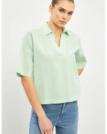 Bluza uni de bumbac, Verde deschis