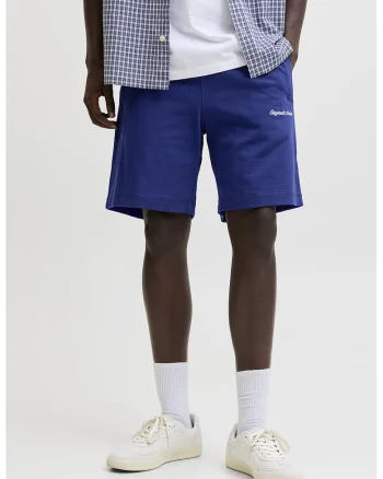 Pantaloni scurti de trening cu detaliu brodat, Albastru