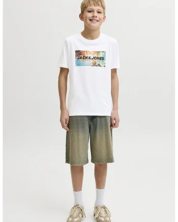 Tricou cu imprimeu logo pe piept, Alb optic