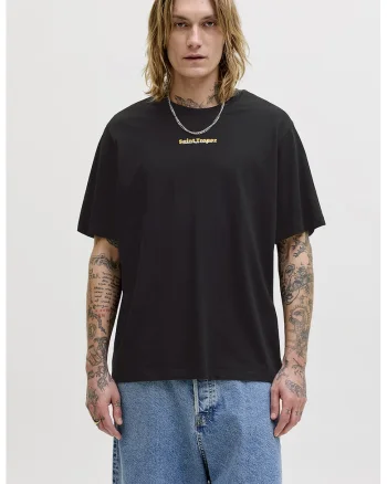 Tricou regular fit cu imprimeu pe spate, Negru