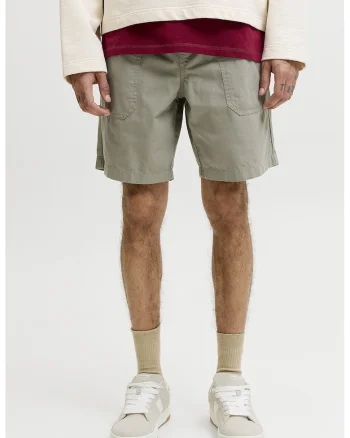 Pantaloni scurti de bumbac cu snur, Gri deschis