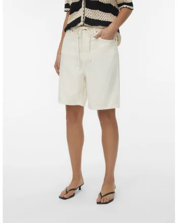 Bermude relaxed fit din denim, Alb