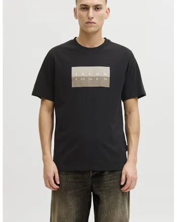 Tricou regular fit de bumbac cu imprimeu logo, Negru