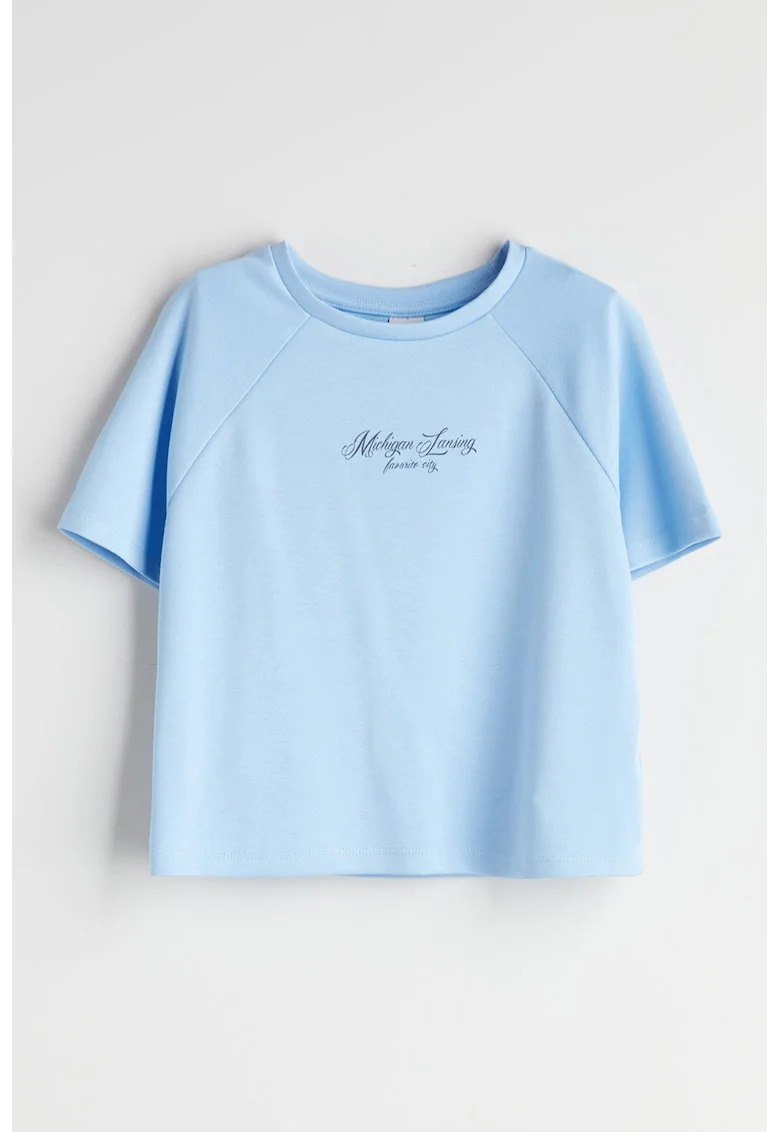 Tricou lejer cu maneci raglan, Albastru deschis