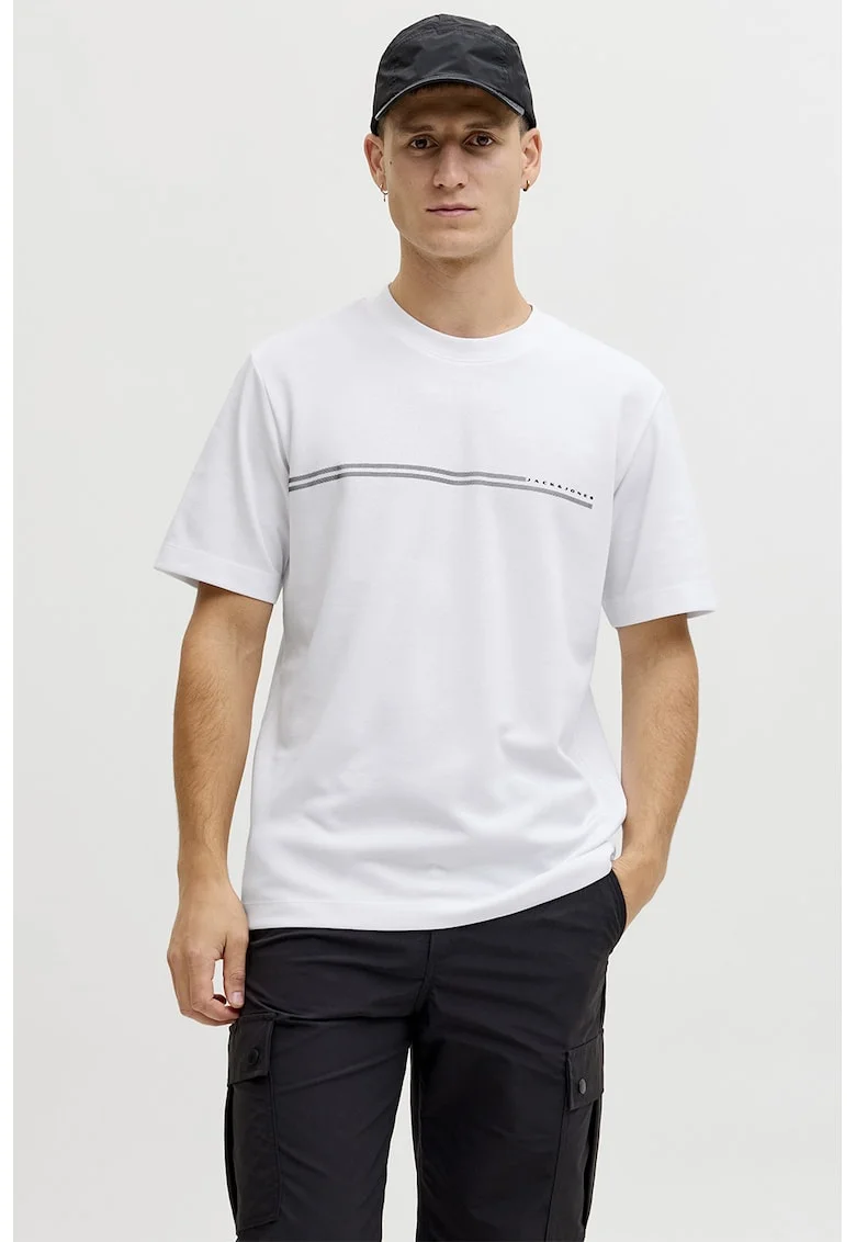 Tricou lejer cu decolteu la baza gatului, Alb optic