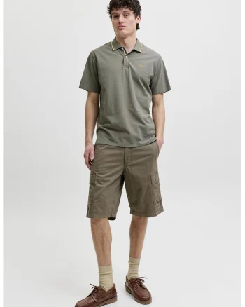 Tricou polo regular fit cu guler contrastant, Verde pal