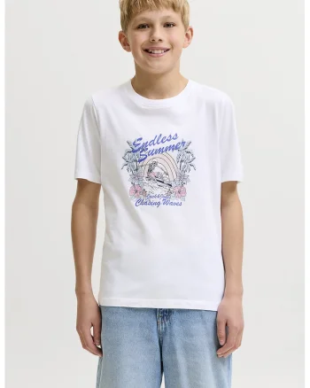 Tricou cu decolteu la baza gatului si imprimeu logo, Alb optic