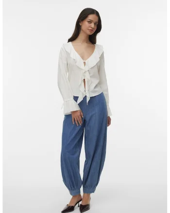 Bluza lejera din amestec de bumbac, Alb