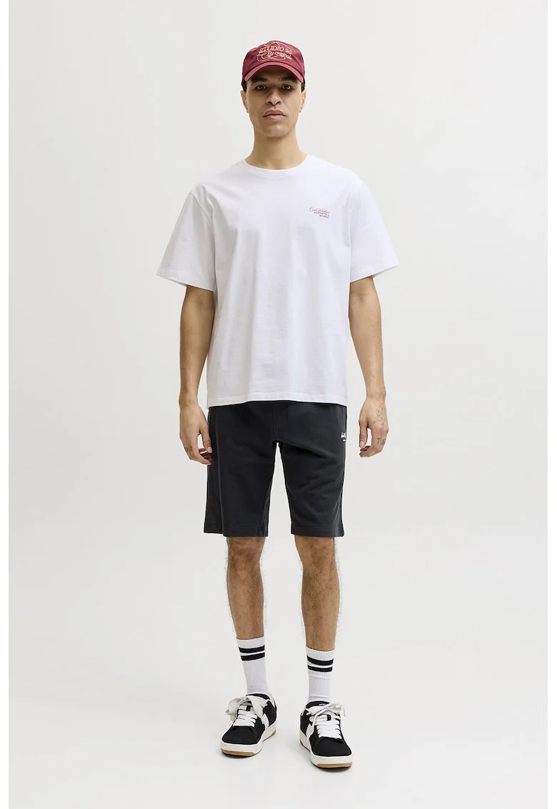 Pantaloni scurti de trening din amestec de bumbac organic cu buzunare, Negru