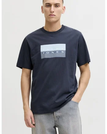 Tricou regular fit de bumbac cu imprimeu logo, Bleumarin