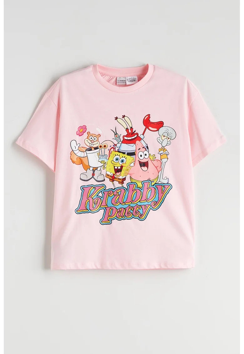 Tricou cu imprimeu grafic, Roz