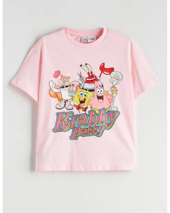 Tricou cu imprimeu grafic, Roz