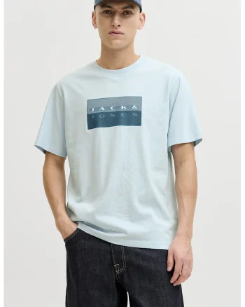 Tricou regular fit de bumbac cu imprimeu logo, Albastru pastel