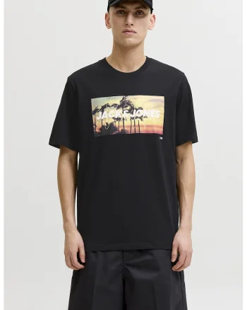 Tricou regular fit cu imprimeu grafic, Negru