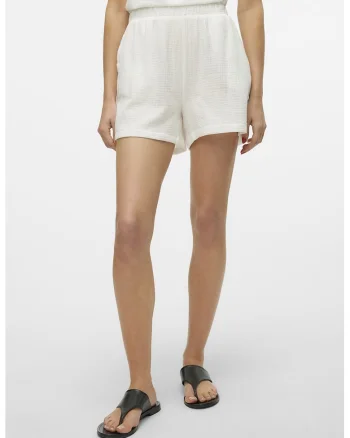 Pantaloni scurti din amestec de bumbac organic, Alb
