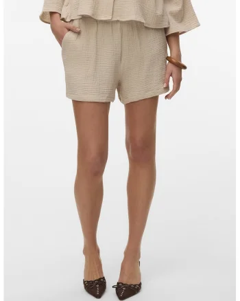 Pantaloni scurti din amestec de bumbac organic, Bej deschis