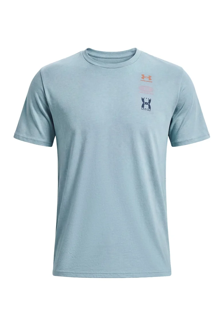 Tricou cu imprimeu logo Live Evol, Albastru pastel/Roz somon