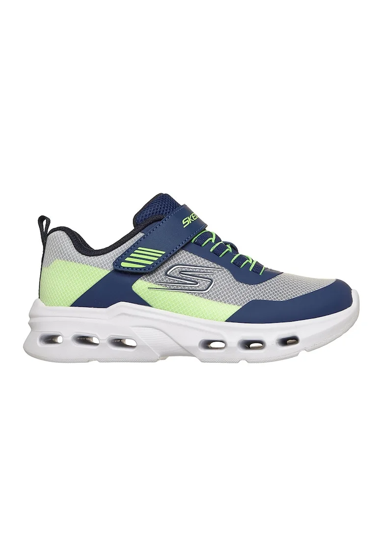 Pantofi sport Glide-Step Drift cu velcro, Gri/Verde lime/Bleumarin