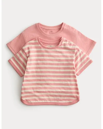 Set de tricouri de bumbac - 2 piese, Roz pastel