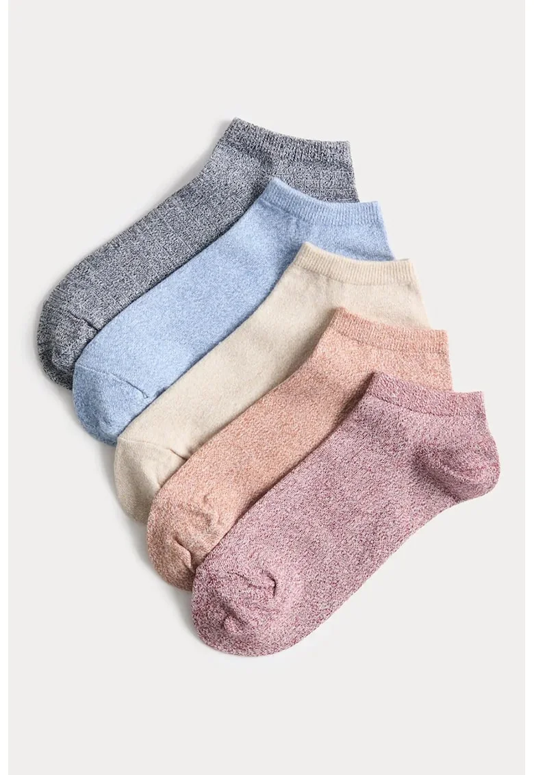 Set de sosete pana la glezna, din amestec de bumbac, Multicolor
