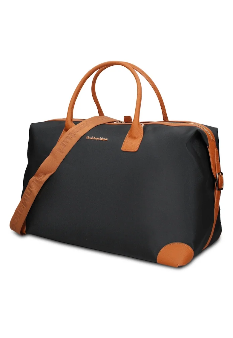 Geanta duffle din piele ecologoca Seraphina Prime, Negru/Maro