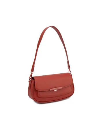 Geanta de umar cu clapa Lisandra Chic, Maro cognac