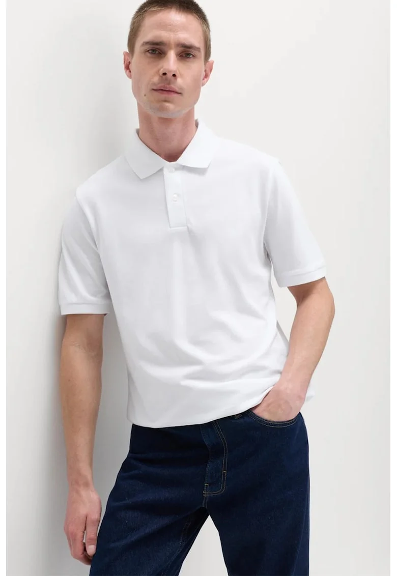 Tricou polo uni, Alb optic