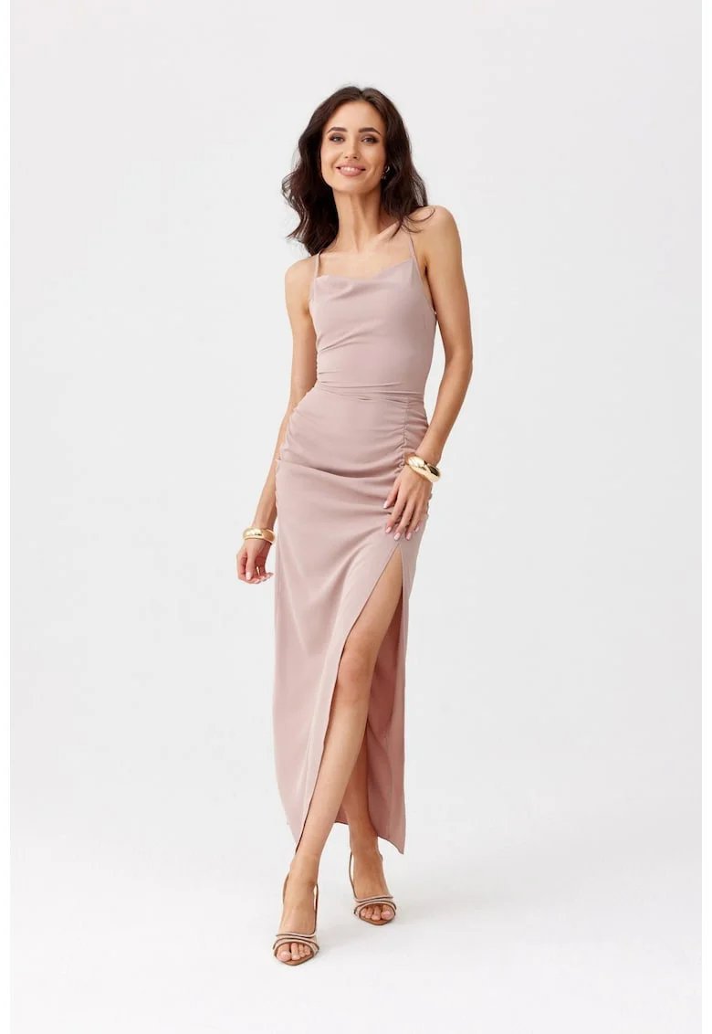 Rochie cu slit lateral Aria, Bej